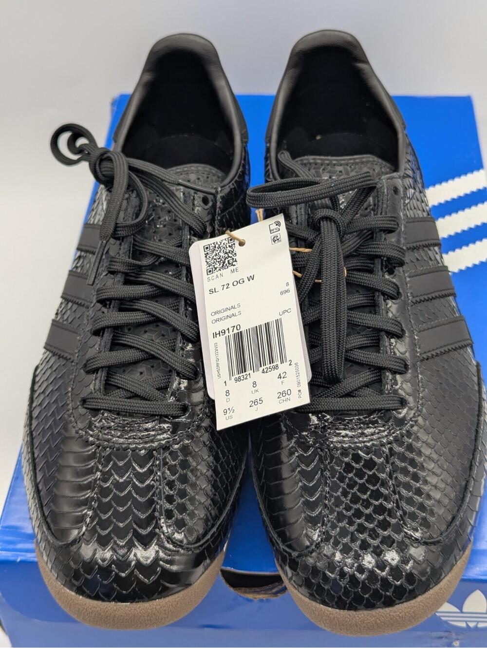 Women's Size 9.5 Adidas SL 72 OG W Black White Snakeskin Sneakers IH9170 New - Picture 3 of 10